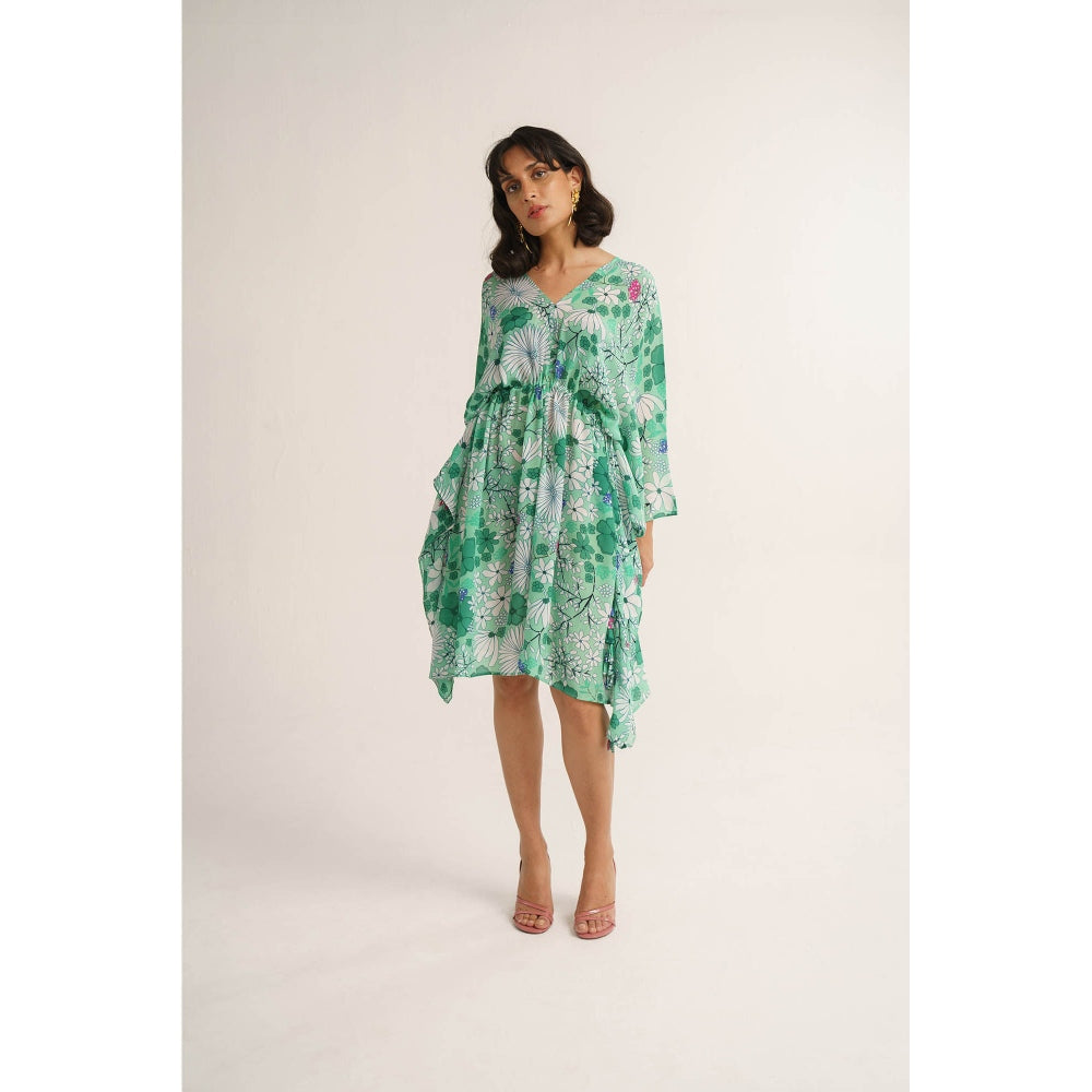 Vishala Shree Green Gladiolus Knee Length Dress