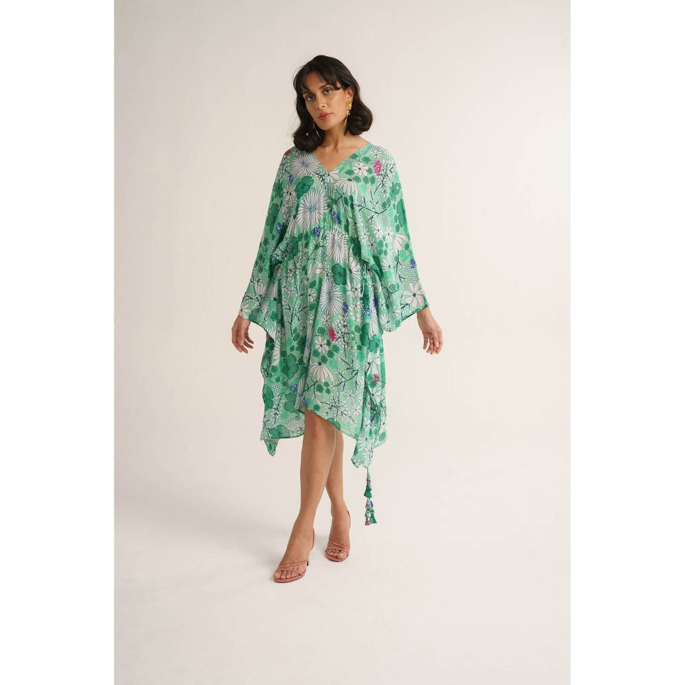 Vishala Shree Green Gladiolus Knee Length Dress