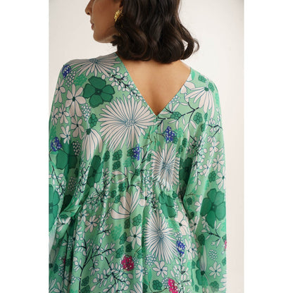 Vishala Shree Green Gladiolus Knee Length Dress