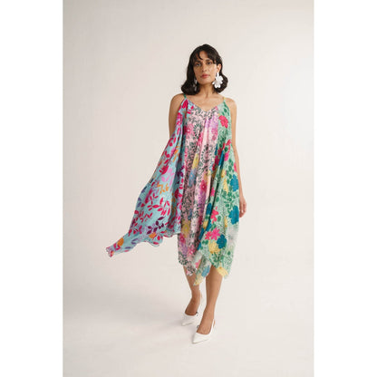 Vishala Shree Multi-Colour Lotus Midi Dress