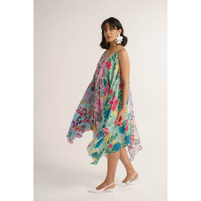 Vishala Shree Multi-Colour Lotus Midi Dress