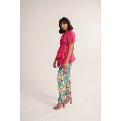 Vishala Shree Pink Azalea Top with Pant (Set of 2)