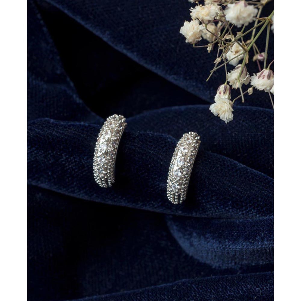 VIVINIA By Vidhi Mehra Silver Plated Womens Half Hoop Earrings