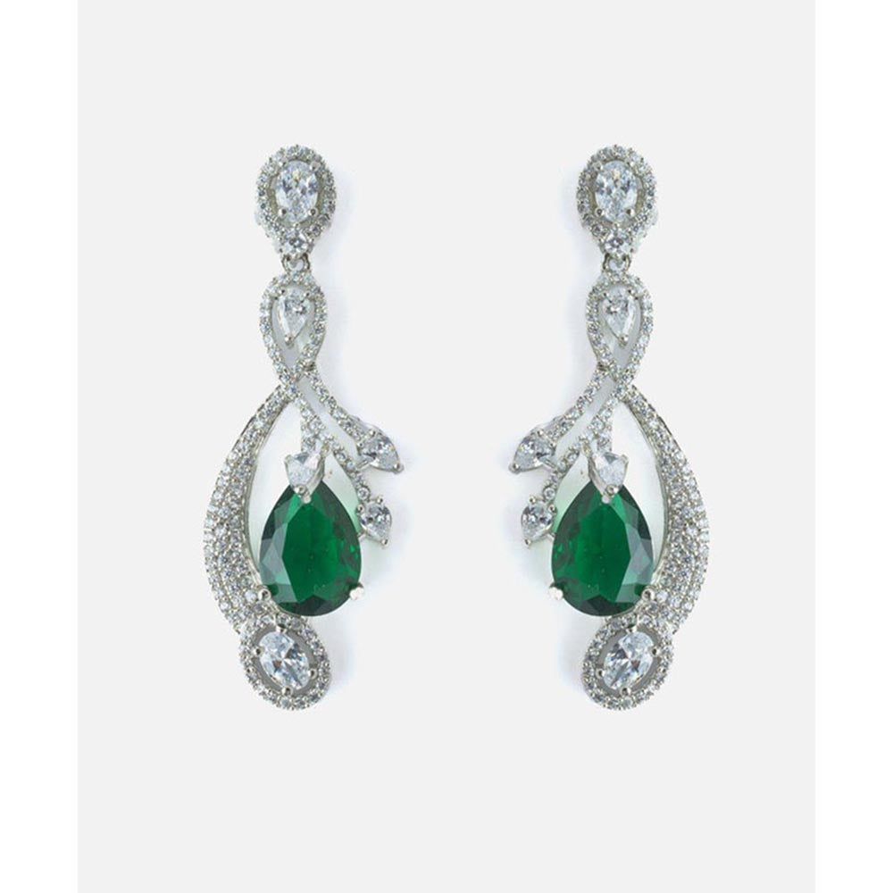 VIVINIA By Vidhi Mehra Silver Plated Green Womens Dangle Earrings