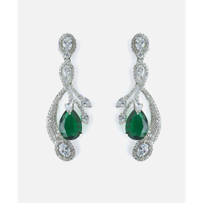 VIVINIA By Vidhi Mehra Silver Plated Green Womens Dangle Earrings