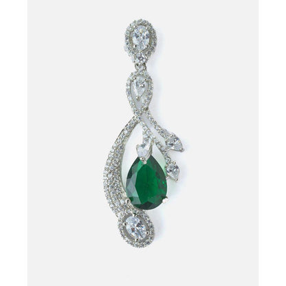 VIVINIA By Vidhi Mehra Silver Plated Green Womens Dangle Earrings