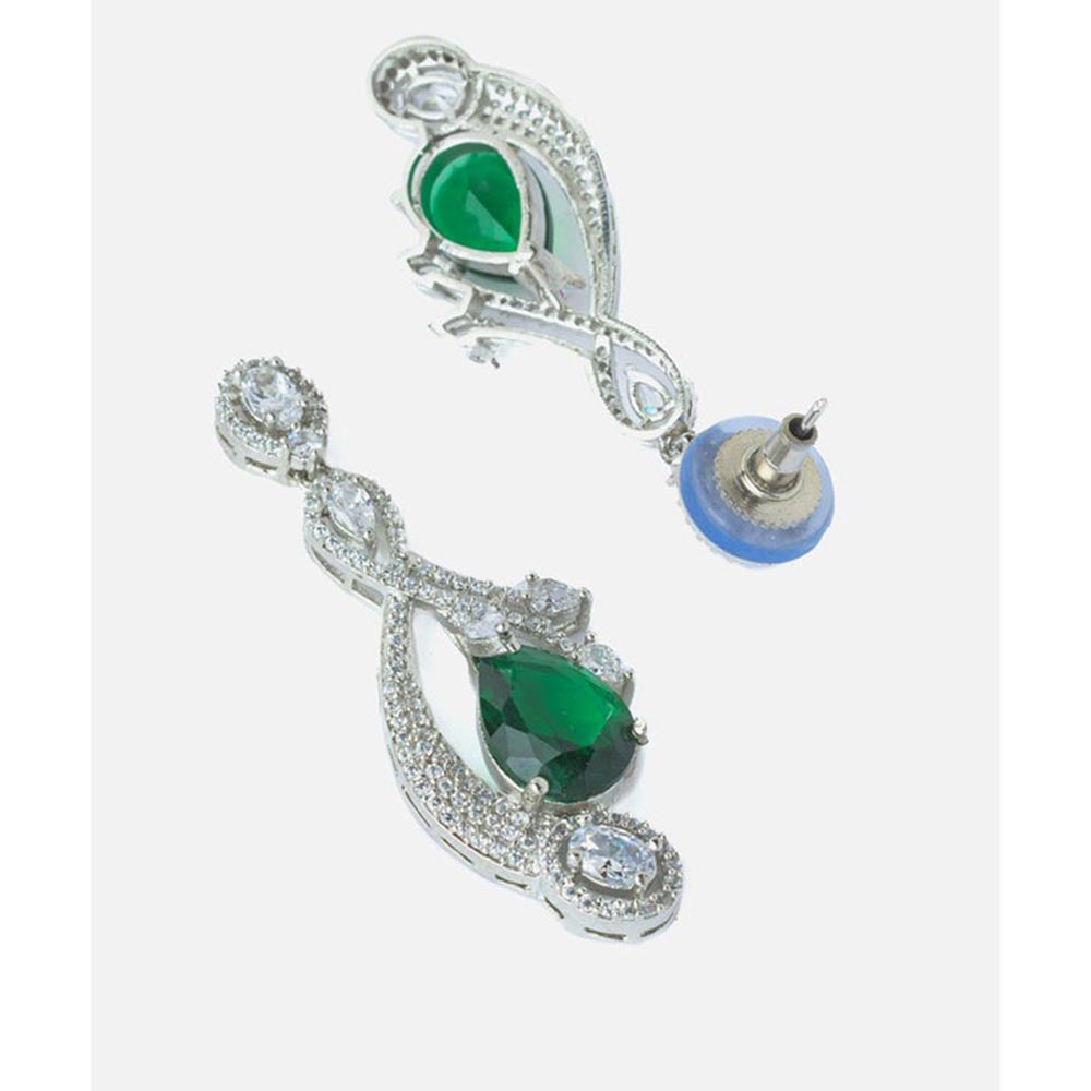 VIVINIA By Vidhi Mehra Silver Plated Green Womens Dangle Earrings