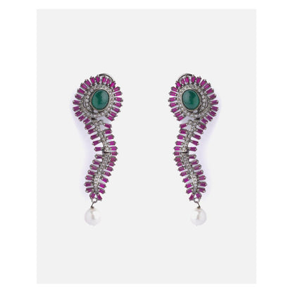 VIVINIA By Vidhi Mehra Silver Plated Pink Womens Drop Earrings