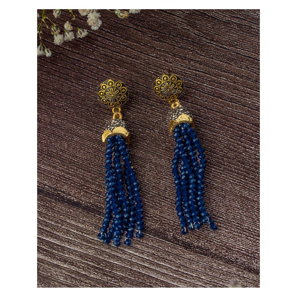 VIVINIA By Vidhi Mehra Florence Gold Plated Blue Womens Beaded Earrings
