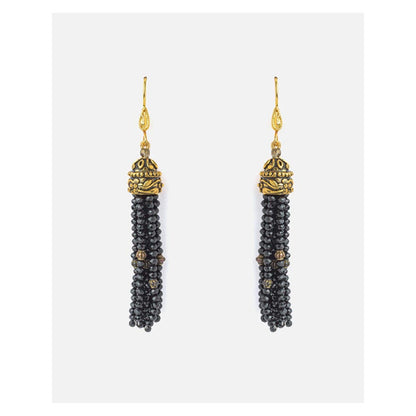 VIVINIA By Vidhi Mehra Gold Plated Black Womens Tassel Earrings
