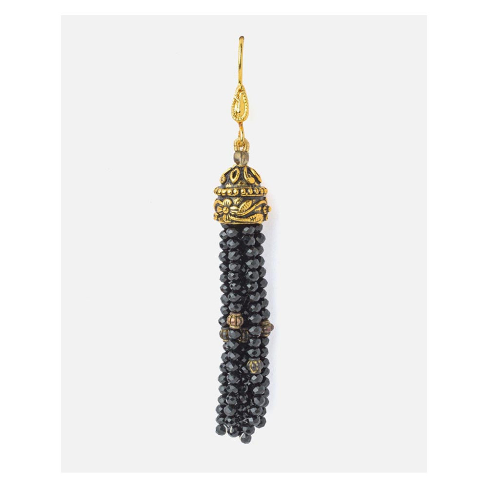 VIVINIA By Vidhi Mehra Gold Plated Black Womens Tassel Earrings