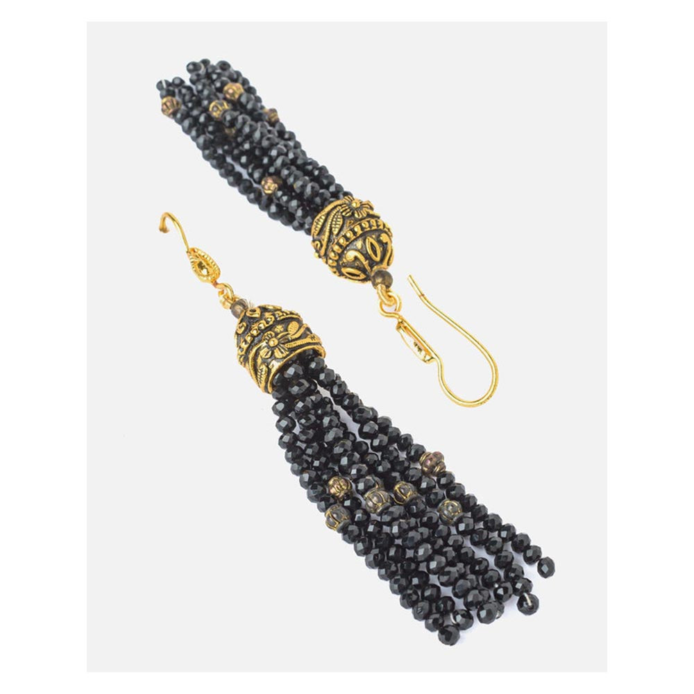 VIVINIA By Vidhi Mehra Gold Plated Black Womens Tassel Earrings