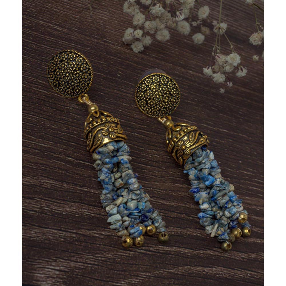 VIVINIA By Vidhi Mehra Gold Plated Grey Womens Tassel Earrings