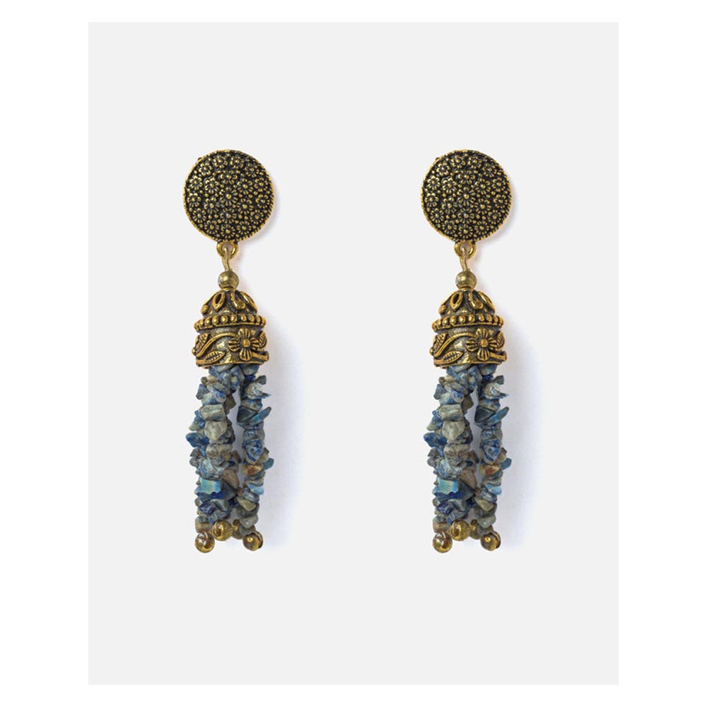 VIVINIA By Vidhi Mehra Gold Plated Grey Womens Tassel Earrings