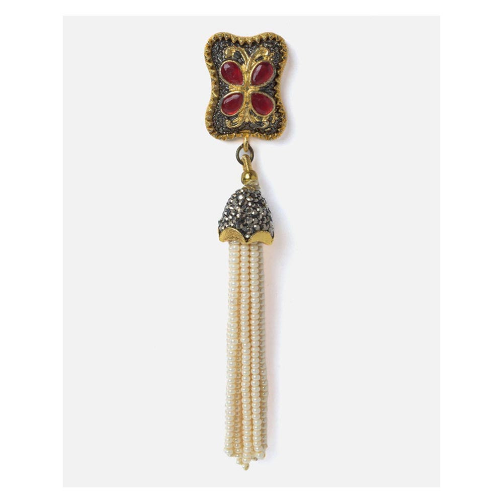 VIVINIA By Vidhi Mehra Gold Plated Red Womens Tassel Earrings