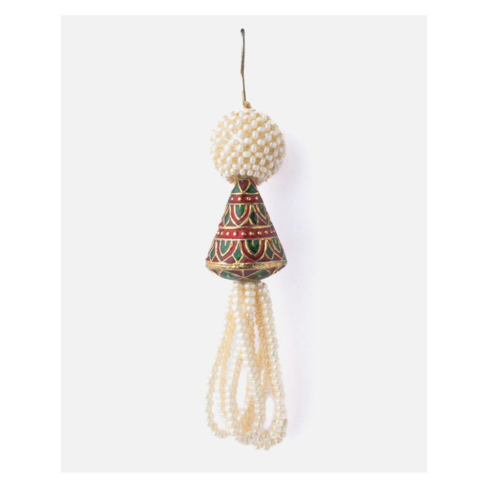 VIVINIA By Vidhi Mehra Gold Plated White Womens Beaded Tassel Earrings