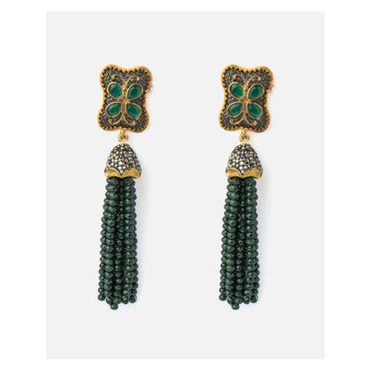 VIVINIA By Vidhi Mehra Florence Gold Plated Green Womens Beaded Earrings