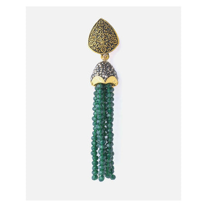 VIVINIA By Vidhi Mehra Gold Plated Green Womens Beaded Tassel Earrings