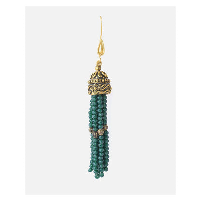 VIVINIA By Vidhi Mehra Gold Plated Green Womens Beaded Tassel Earrings