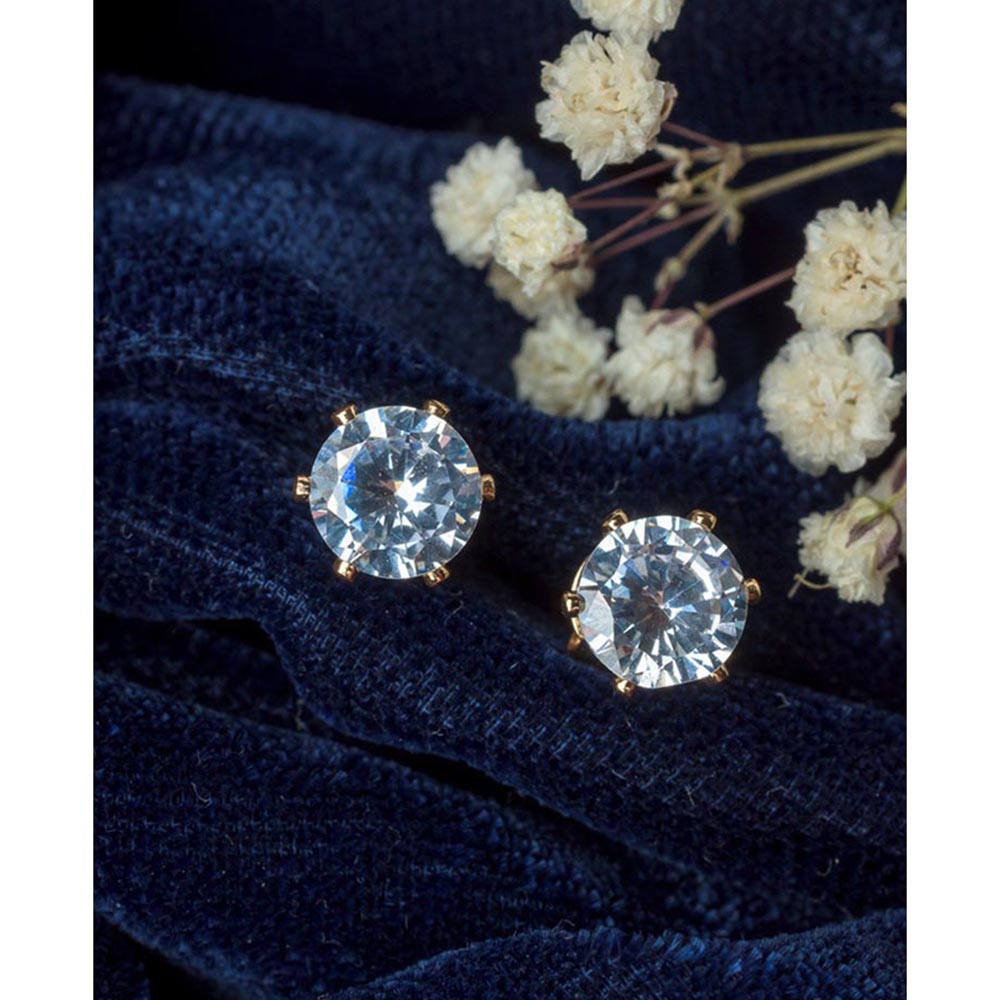 VIVINIA By Vidhi Mehra Gold Plated Womens Diamond Stud Earrings