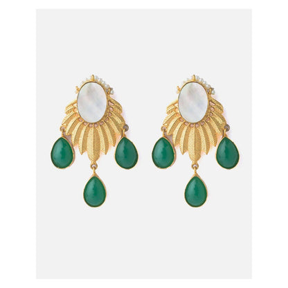 VIVINIA By Vidhi Mehra Gold Plated Green Womens Kundan And Polki Drop Earrings