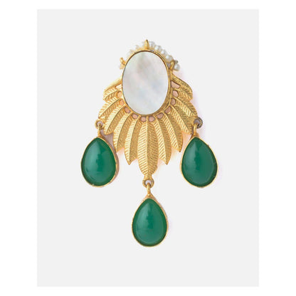 VIVINIA By Vidhi Mehra Gold Plated Green Womens Kundan And Polki Drop Earrings