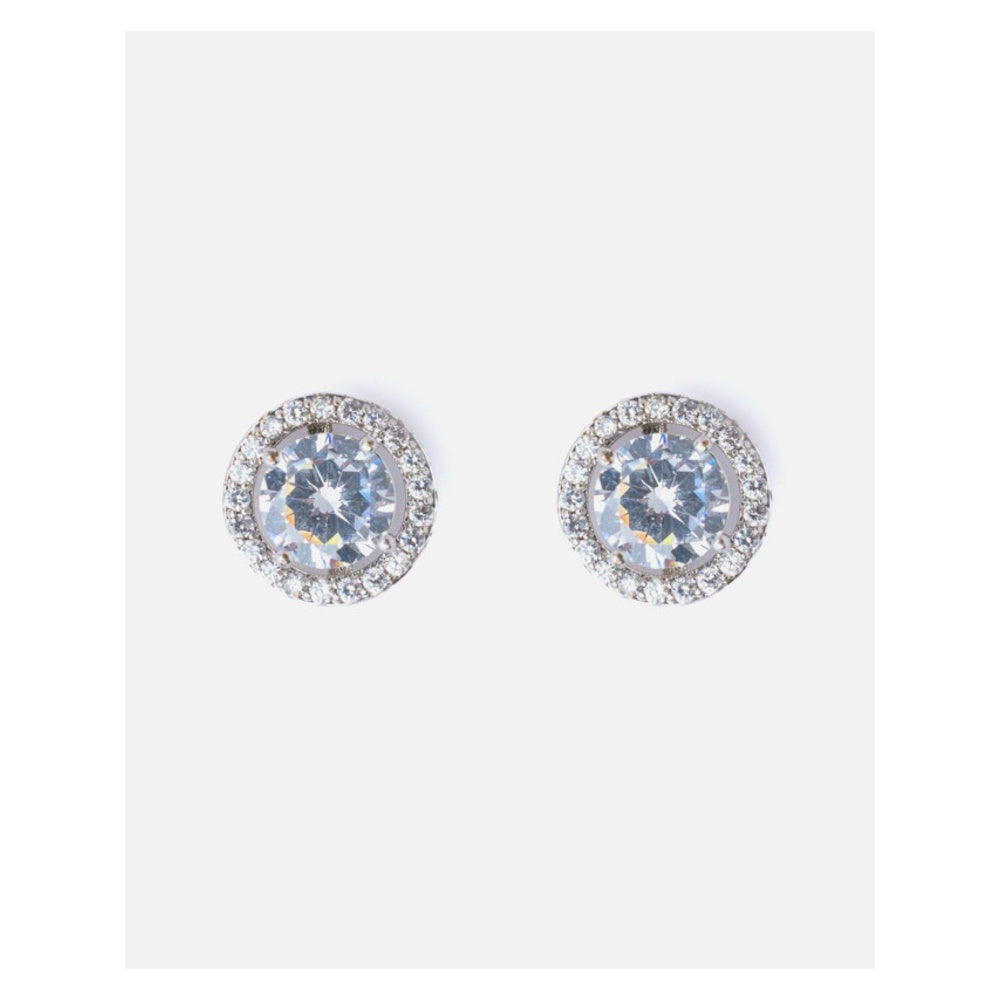 VIVINIA By Vidhi Mehra Silver Plated Womens Zircon Stud Earrings