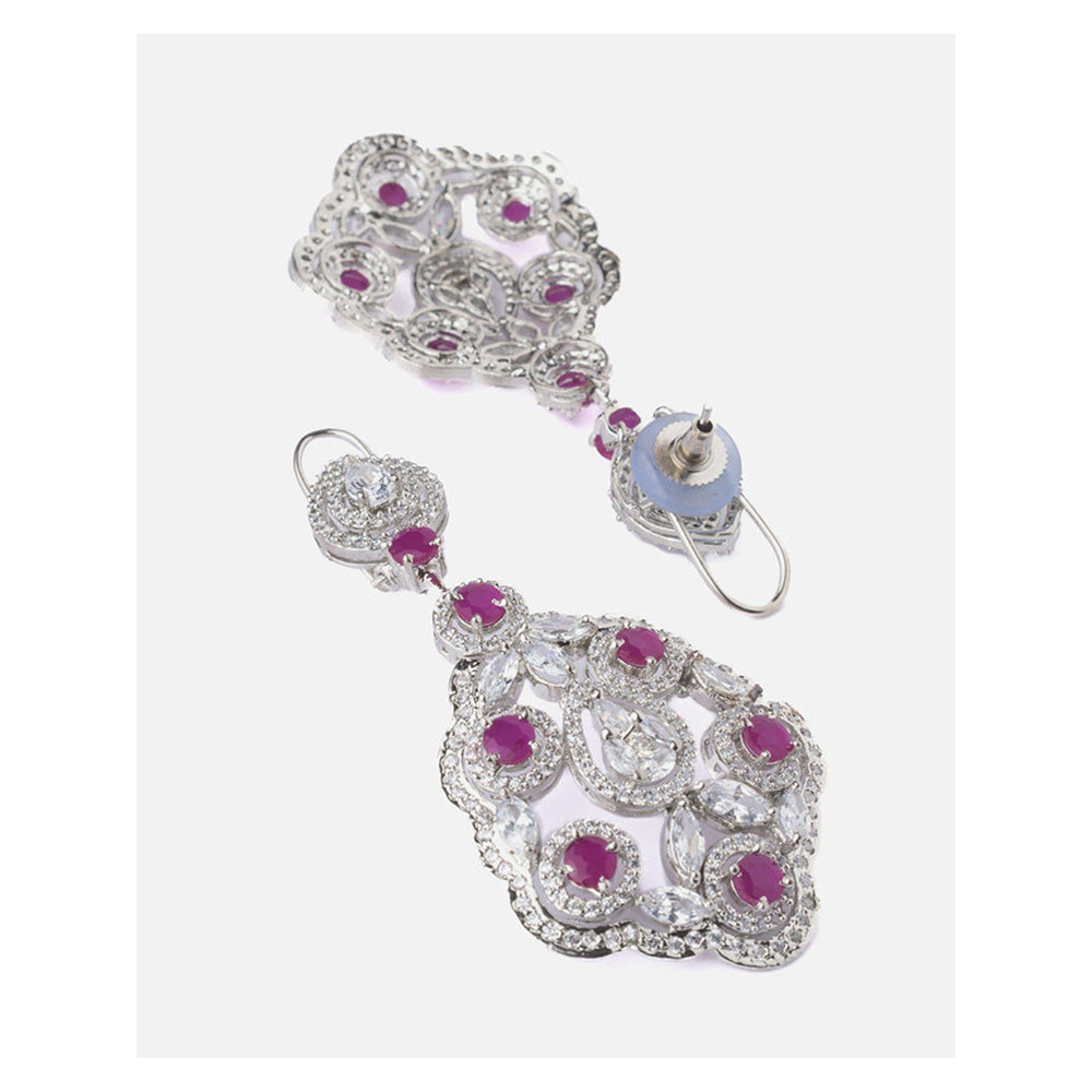 VIVINIA By Vidhi Mehra Silver Plated Purple Womens Drop Earrings