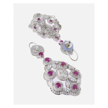 VIVINIA By Vidhi Mehra Silver Plated Purple Womens Drop Earrings