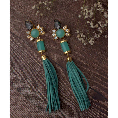 VIVINIA By Vidhi Mehra Florence Gold Plated Green Womens Dangle Earrings