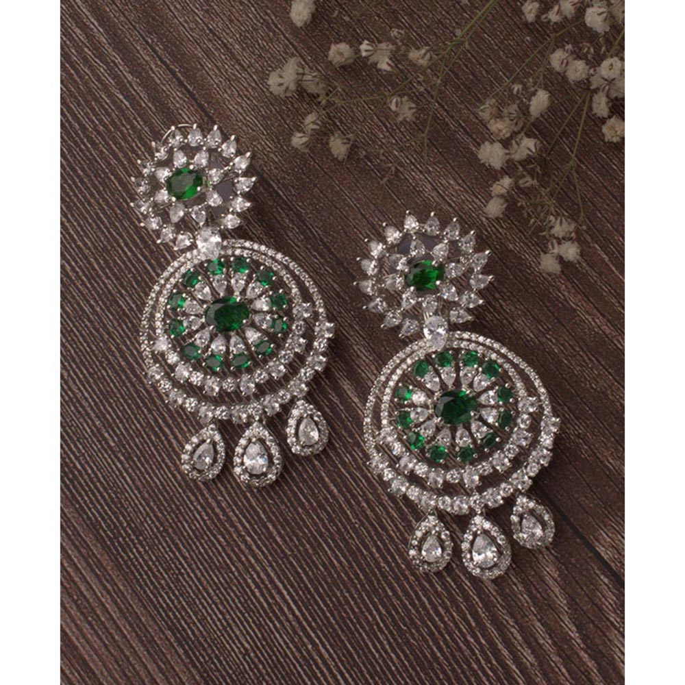 VIVINIA By Vidhi Mehra Zia Silver Plated Green Womens Drop Earrings