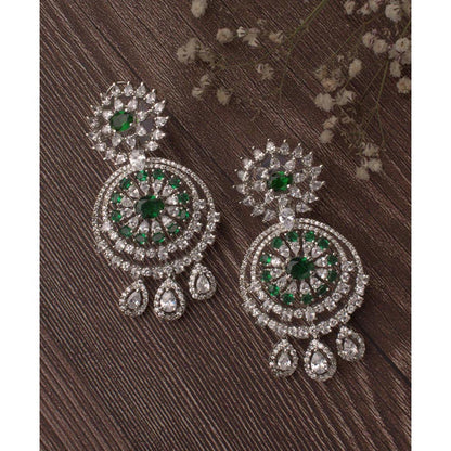 VIVINIA By Vidhi Mehra Zia Silver Plated Green Womens Drop Earrings