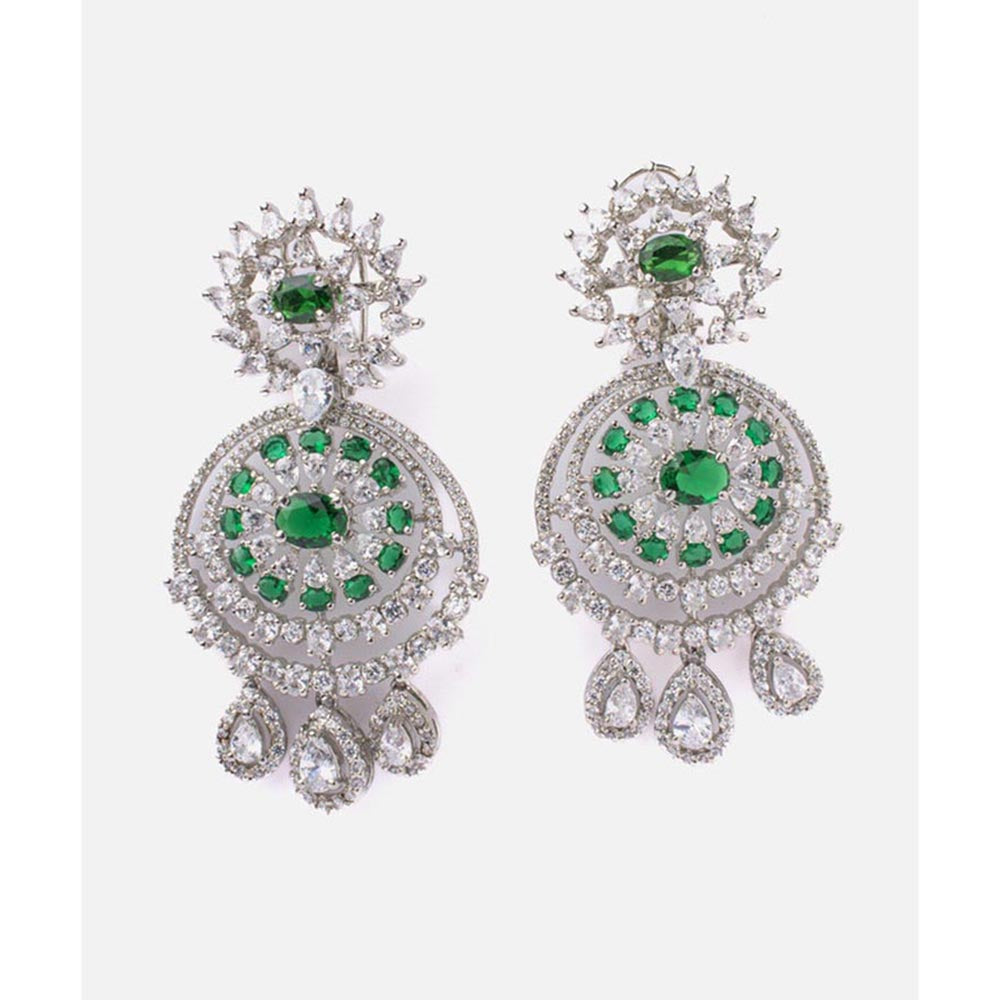 VIVINIA By Vidhi Mehra Zia Silver Plated Green Womens Drop Earrings