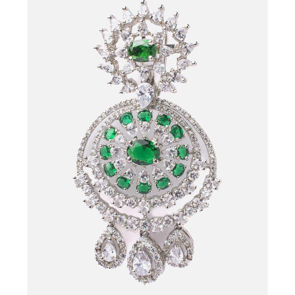 VIVINIA By Vidhi Mehra Zia Silver Plated Green Womens Drop Earrings