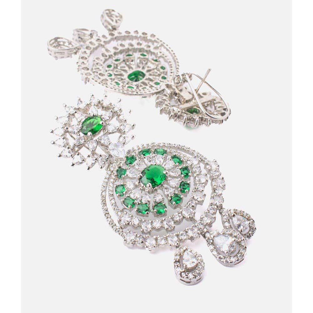 VIVINIA By Vidhi Mehra Zia Silver Plated Green Womens Drop Earrings