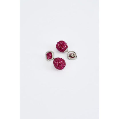 VIVINIA By Vidhi Mehra Zia Silver Plated Pink Womens Zircon Dangler Earrings