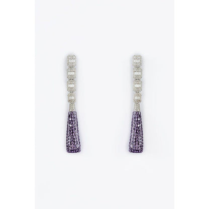 VIVINIA By Vidhi Mehra Zia Silver Plated Purple Womens Zircon Dangler Earrings