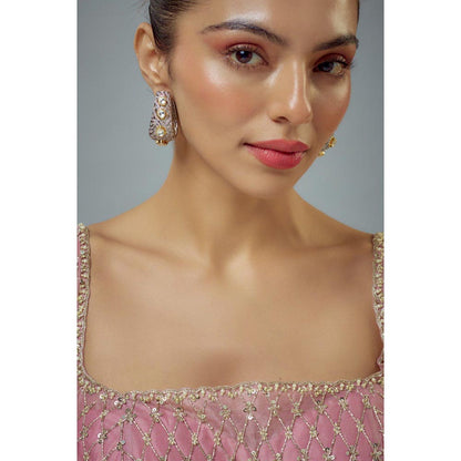 VIVINIA By Vidhi Mehra Florence Silver Plated Gold Zircon Womens Hoop Earrings