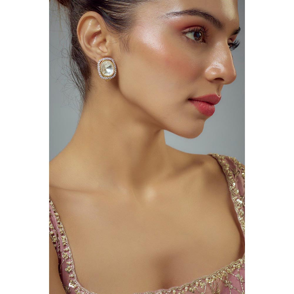 VIVINIA By Vidhi Mehra Florence Gold Plated Kundan Polki Womens Studs Earrings