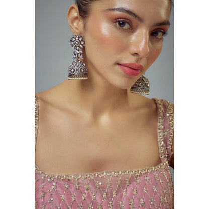 VIVINIA By Vidhi Mehra Florence Silver Plated Zircon Womens Jhumkas Earrings