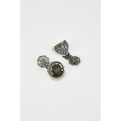 VIVINIA By Vidhi Mehra Florence Silver Plated Zircon Womens Jhumkas Earrings