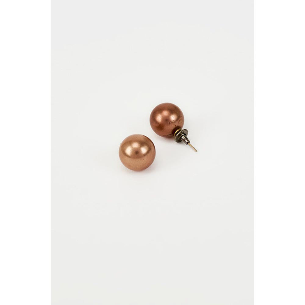 VIVINIA By Vidhi Mehra Florence Brown Pearl Womens Studs Earrings