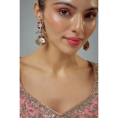 VIVINIA By Vidhi Mehra Florence Gold Plated Multicolored Zircon Womens Danglers Earrings