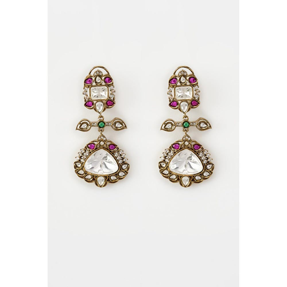 VIVINIA By Vidhi Mehra Florence Gold Plated Multicolored Zircon Womens Danglers Earrings