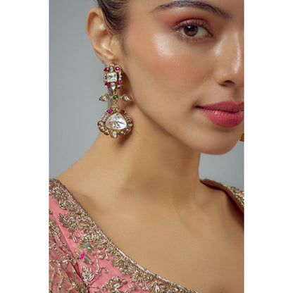 VIVINIA By Vidhi Mehra Florence Gold Plated Multicolored Zircon Womens Danglers Earrings