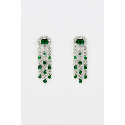 VIVINIA By Vidhi Mehra Zia Silver Plated Green Zircon Womens Danglers Earrings