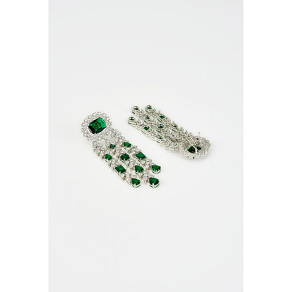 VIVINIA By Vidhi Mehra Zia Silver Plated Green Zircon Womens Danglers Earrings
