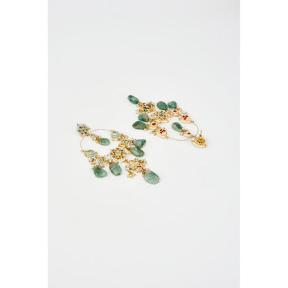 VIVINIA By Vidhi Mehra Saadgi Gold Plated Green Kundan Polki Womens Danglers Earrings