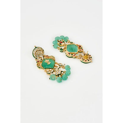 VIVINIA By Vidhi Mehra Saadgi Gold Plated Green Kundan Polki Womens Danglers Earrings