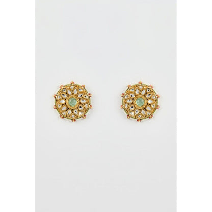 VIVINIA By Vidhi Mehra Saadgi Gold Plated Green Kundan Polki Womens Studs Earrings